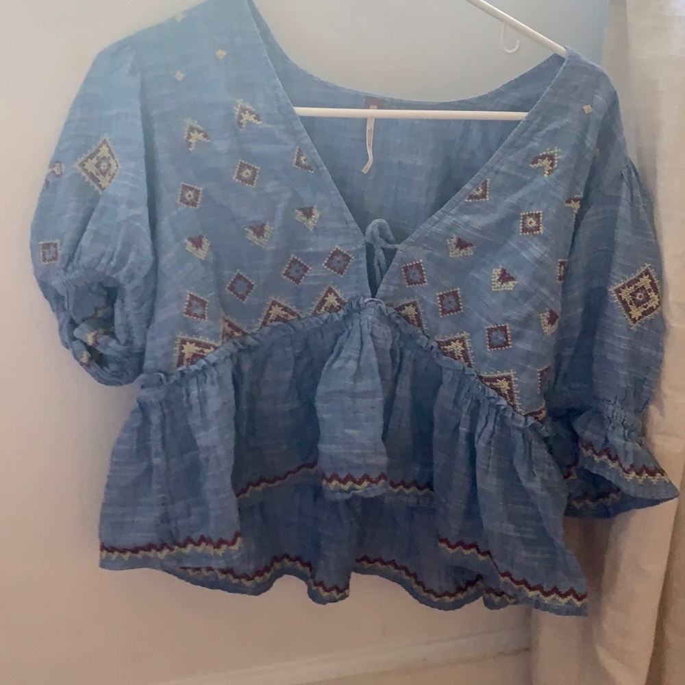 Free people blue shirt